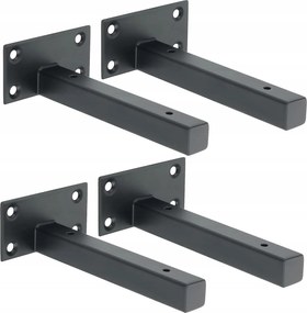 Fali polctartó konzol fekete 15 cm 4 db-os szett csavarok