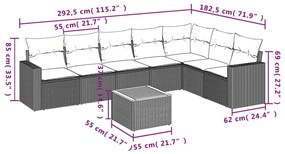 8 részes bézs polyrattan kerti ülőgarnitúra párnával