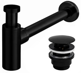 Rea Black Matt univerzális mosdószifon click-clack leeresztő szeleppel