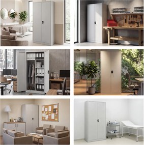 Zárható takarítószekrény szürke DAWID 900 x 1850 x 450 mm