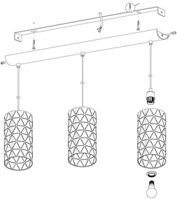 Eglo 98353 - Csillár zsinóron RAMON 3xE27/40W/230V