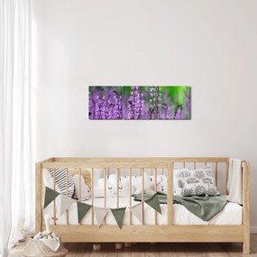 Lila mezei virágok képe (órával) (90x30 cm)