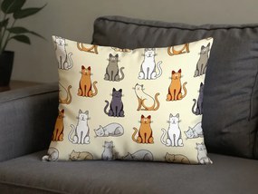 Polipamut párnahuzat COLORED CATS POLY 50x70 cm, krémszínű