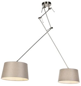 Acél lógólámpa taupe vászonbúrákkal 35 cm 2-lámpás - Blitz