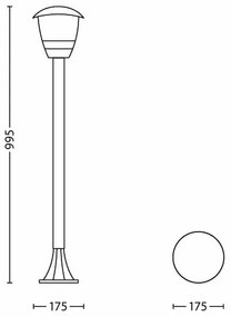 Philips 15383/30/16 - Kültéri lámpa MYGARDEN CREEK 1xE27/60W/230V fekete