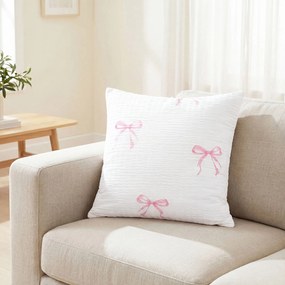 Goldea krepp párnahuzat - rózsaszín masnik 40 x 40 cm