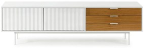 Fehér-natúr színű TV-állvány tölgyfa dekorral 180x52 cm Sierra – Teulat