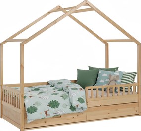 Montessori ágy, 90x200, természetes, tömör, BIANKA