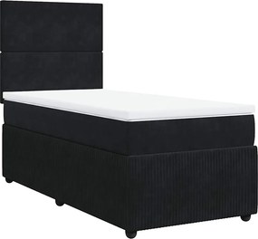 vidaXL fekete bársony rugós ágy matraccal 90x190 cm