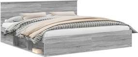 vidaXL Ágykeret fejtámlával Szürke Sonoma 200 x 200 cm Tömör fenyőfa