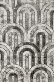 200x290 cm Csillogó Szőnyeg Nappaliba Felix Márvány Ezüst Szürke Félkör