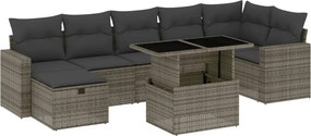 vidaXL 8 részes szürke polyrattan kerti ülőgarnitúra párnákkal