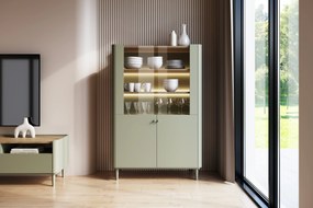 Elivo vitrines szekrény 100 cm kétajtós lábakon - eukaliptusz / baltic dune tölgy