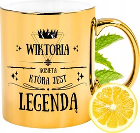 Prémium Arany Csillogó Bögre Viktória Ajándék Nyomtatott Fotóval