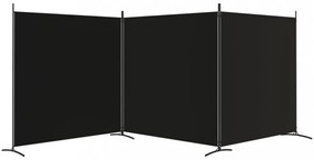 3 paneles fekete szövet térelválasztó 525x180 cm