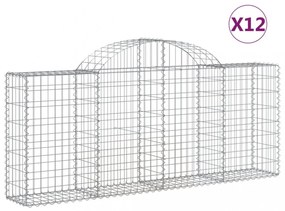 12 db íves horganyzott vas gabion kosár 200x30x80/100 cm