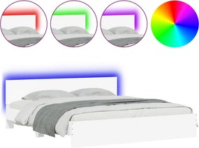 vidaXL fehér ágykeret fejtámlával és LED-del 200 x 200 cm