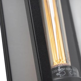 Modern téglalap alakú kültéri fali lámpa fekete üveggel - Rotterdam Long