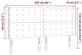 krémszínű szövet LED-es fejtámla 203x16x118/128 cm