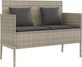 vidaXL világosszürke polyrattan kerti pad párnákkal