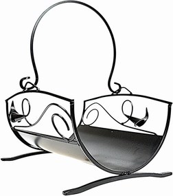 Tűzifa kosár kandallóhoz DK-865 fekete fém dekoratív kosár