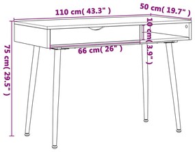barna szerelt fa számítógépasztal fiókkal 110 x 50 x 75 cm