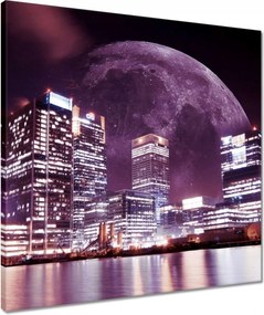 Vászonkép 50x50 Lila város éjszaka