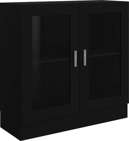 vidaXL fekete szerelt fa vitrinszekrény 82,5 x 30,5 x 80 cm
