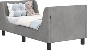 vidaXL Gyerekágy keret fejtámlával Világosszürke 70 x 140 cm Bársony