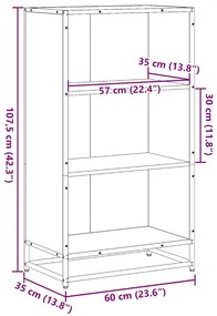füstös tölgy színű szerelt fa könyvszekrény 60x35x107,5 cm