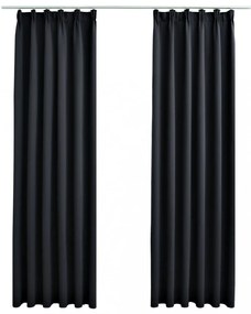 2 db fekete sötétítőfüggöny kampókkal 140 x 175 cm