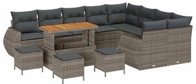 vidaXL Kerti Kanapé Szett 13 pcs Szürke polirattan