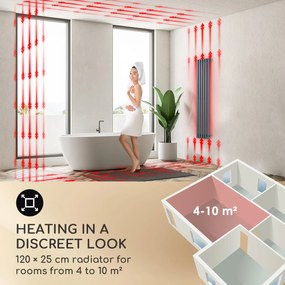 Besoa Delgado, radiátor, 120 x 25, 508 W, meleg víz, 1/2 ", 4 - 10 m², szürke