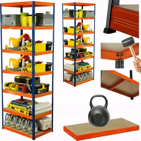 Tárolószekrény fém állvány Helios 270x90x60cm 7Px175kg Tömör Magas