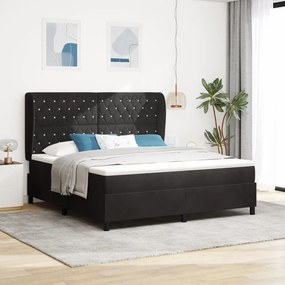 Boxspring Ágy Matrac Fekete 180x200 cm Bársony