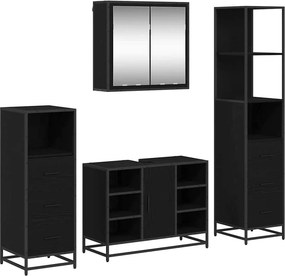 vidaXL Fürdőszoba bútor szett fiókkal 4 pcs Fekete tölgy Faanyag