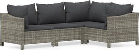 vidaXL 4 részes szürke polyrattan kerti ülőgarnitúra párnákkal