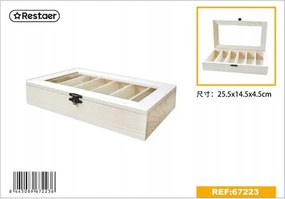 Fából készült ékszerdoboz üvegezett fedéllel