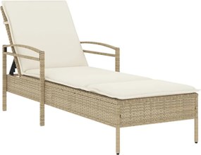 vidaXL bézs polyrattan napozóágy párnával 63x200x81 cm