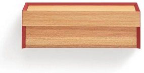 Piros függő éjjeliszekrény tölgyfa dekoros asztallappal Arista – Teulat