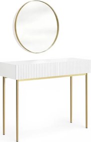 Nicole fésülködőasztal tükörrel 60 cm - matt fehér / arany lábak
