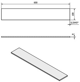 Sapho, Polc 600x100x8mm, tejüveg, 22482