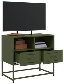 olívazöld acél TV-szekrény 68 x 39 x 60,5 cm