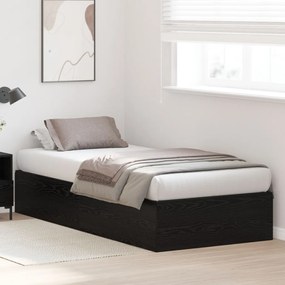 Tárolóágykeret Fekete tölgy 75x190 cm Műszakilag megmunkált fa