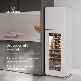 Klarstein Shirley Wine Cooler + Freezer, 2-in-1-Gerät, Vintage, 2 Kühlzonen, 60 Flaschen