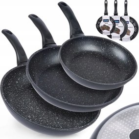 3x Gránit serpenyő párolás sütéshez Orion serpenyő szett 20 24 28 cm