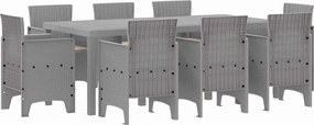 vidaXL Kert étkező szett 9 pcs Világosszürke Polipropilén
