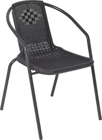 Kerti rakásolható szék, fekete, acél/műanyag, FRENY