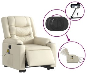 vidaXL elektromos krémszínű műbőr felállást segítő masszázsfotel