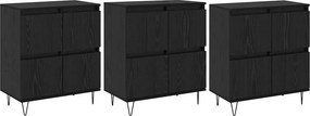 vidaXL Oldalszekrények 3 pcs Musta tammi 180 x 35 x 70 cm Faanyag